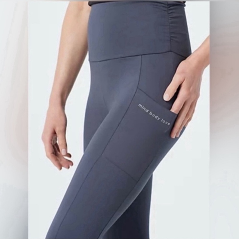 Ruched Waist Leggings - 3XP/3X - Gray -MIND BODY LOVE- Yoga, Workout, Exercise